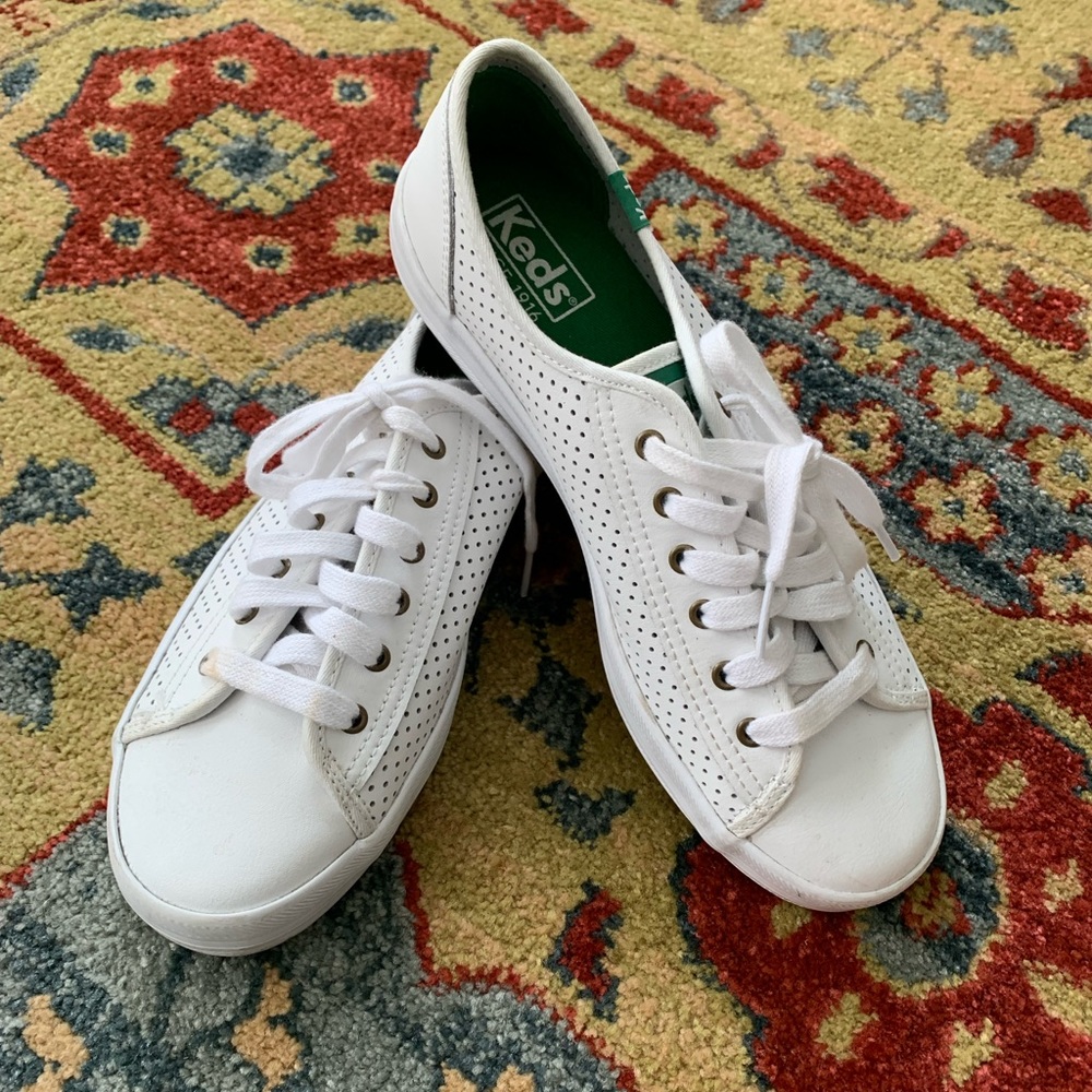 Keds white leather sneakers, size 7.5